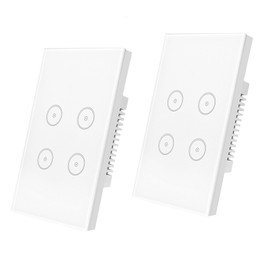 ZigBee Smart Lichtschalter, Sprachsteuerung funktioniert mit Alexa und Google Home, Timer und Freigabe Gerät, Neutraldraht erforderlich, Notwendigkeit eines Zigbee-Hubs, 4 Wege (2 Stück)