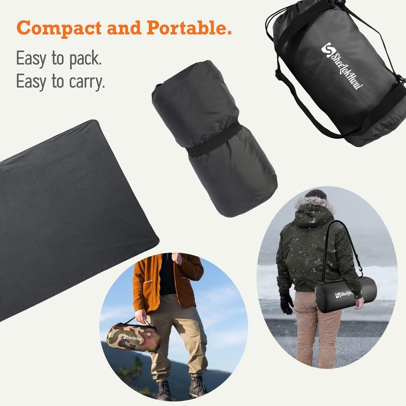 sheelokhwui 4-in-1 Large Camping Blankets - Waterproof, Windproof Fleece Outdoor