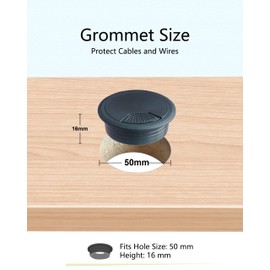 Bicafa 10 Pack Desk Grommet 50mm (1.97 inch) Bi-Metal Hole Saw Kit for Home Office,Cable Hole Covers,Black