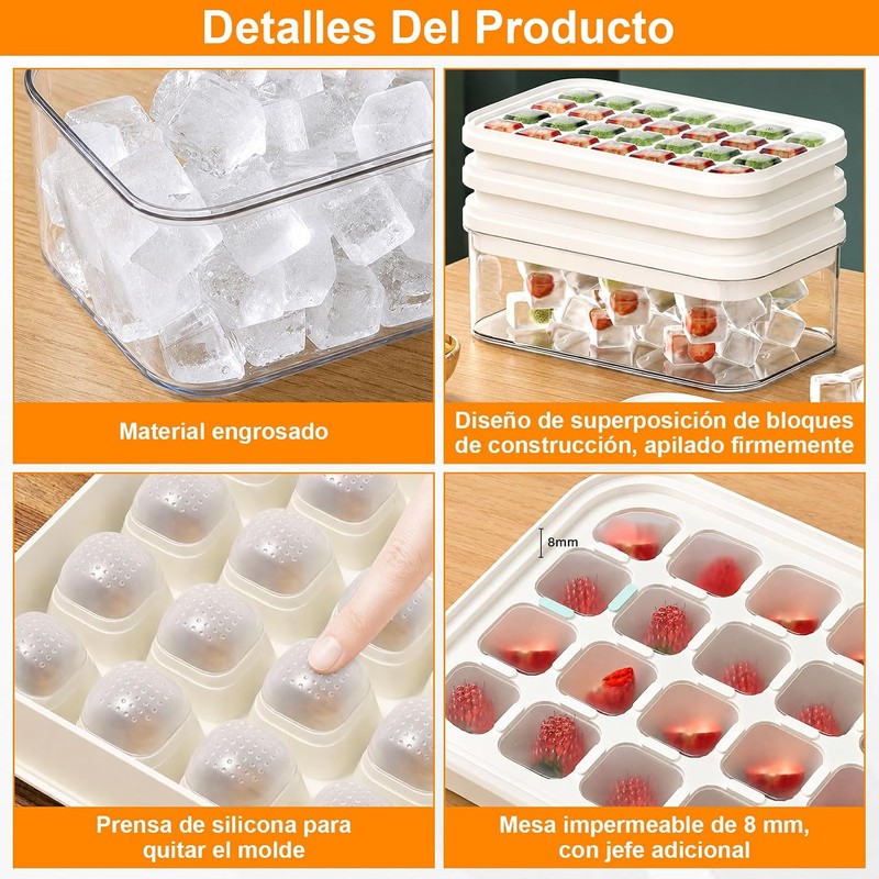 Bandeja para Cubitos de Hielo Cuadrada,Molde de Cubitos de Hielo