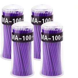 Surplex Pack of 400 Cotton Swabs, Microbrush Micro Brush Cleaning Sticks for Mini Brush Eyelash Extension Accessories for Makeup (Purple)