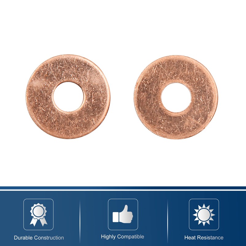 sourcing map Copper Washers Flat Sealing Rings 6 mm Inner