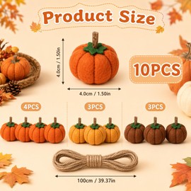 10PCS Pumpkin Garland with String, Hanging Pumpkin Decorations Indoor