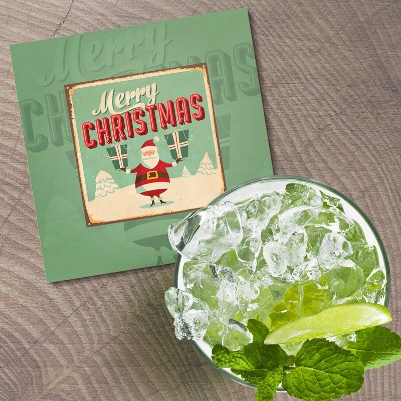 Unbranded Merry Christmas Grunge Retro 4'' X 4'' Square Wooden