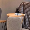 ZTHapwa Bamboo Couch Arm Tray, Round Sofa Arm Tray Table