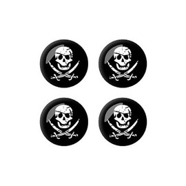 GRAPHICS & MORE Pirate Skull Crossed Swords - Wheel Center Cap 3D Domed Set of 4 Stickers Badges
