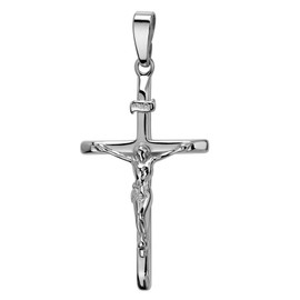 JEVELION 925 Silver Cross Pendant Jesus Christ with INRI Engraving for Women, Men and Children as a Necklace Pendant with Jewellery Case, Without chain