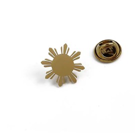 Philippines Sun Flower Stainless Steel Lapel Pin, Filipino Sunburst Brooch for Men, Patriotic Clothing Accessory, Gold Tone Suit Collar Pin Badge 18mm