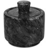 HESHIBI Marble Salt Cellar with Lid, White and Black Stone