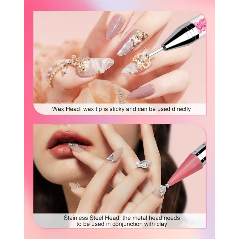 Rolybag Rhinestone Picker Tool, 2PCS Rhinestone Applicator Tool Dotting Wax