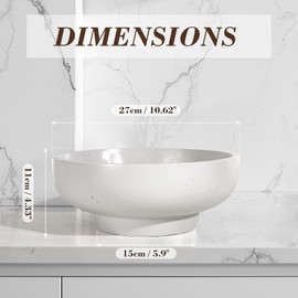 saiguomi Concrete Fruit Bowl for Kitchen & Entryway - 10.65" Large Modern Decorative Centerpiece Bowl with Non-Slip Pads, Handcrafted Solid Cement Bowl for Keys, Fruits, and Candy (LightGray)