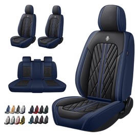 ANKIV Universal Fit Waterproof Breathable Nappa Leather Automotive Vehicle Car Seat Covers Set Cushion Protector for Sedan SUV