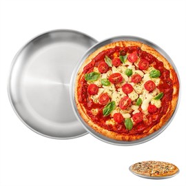 KEJJNYER 2 Pack 12 inch Stainless Steel Pizza Pan, NonStick Pizza Pans for Oven Baking, Round Pizza Baking Trays Bulk