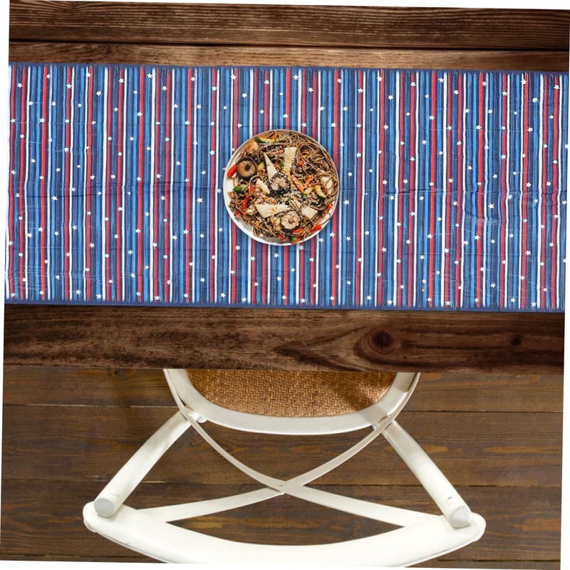 WHAMVOX 4th of July Decorative Table Cloth Star Strip Pattern