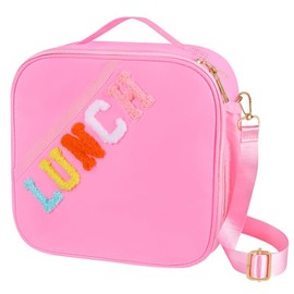 Nsrzua Lunch Bag Kids,Insulated Lunch Bag With Adjustable Shoulder Strap,Reusable Lunch Bag for Kids, Girls,Boys, lunch Bag Women,Preppy Lunch Box for School,Travel, Picnic (pink)