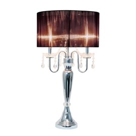 All The Rages Lalia Home 31" Chrome Cascading Crystal Metal Table Lamp with Black Shade