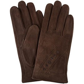 SNUGRUGS Ladies Suede Gloves with Fleece Lining and Stitch Design - Brown - Medium (7")