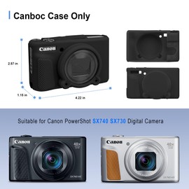 Canboc Silicone Cover for Canon PowerShot SX740 / SX730 Point and Shoot Digital Camera, SX740 Soft Silicone Protective Case with Detachable Lens Cover, Black