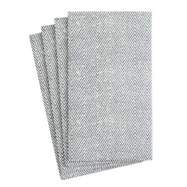 Caspari Jute Paper Linen Guest Towel Napkins in Charcoal - Two Packs of 12