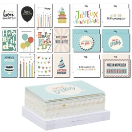 36 Birthday Cards & Envelopes 18 Illustrated Designs Happy Birthday 10cm x 15cm