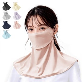 Fiorifiore Cooling UV Face Cover, Sun Protection Mask, Neck Guard, UPF 50+, Adjustable Ear Straps, 3D Tailoring for Smaller Face Effect, For Commuting or Outdoor Use, Pink