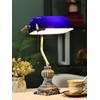 Newrays Retro Blue Glass Bankers Desk Lamp for Home Office,Library
