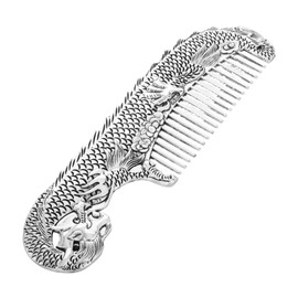 Ipetboom Traditional Dragon Phoenix Alloy Comb for Hair Grooming and Scalp Massage Retro Chinese Decorative Craft with Cultural Dragon Pattern Vintage Styling Tool and Home Display