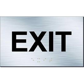 ADA Exit Sign Aluminum Panel Raised Letters and Braille (5" x 3") Brushed Aluminum