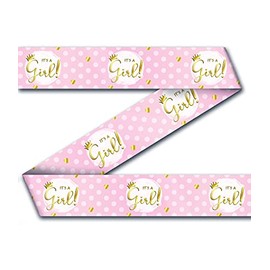 PD-Party 7033029 Party Decoration Tape | Festive | Party Celebration - It's a Girl, Pink/White, 1200 cm Length x 9 cm Width x 0.1 cm Height