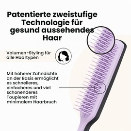 Tangle Teezer The Ultimate Volumizer Hair Brush for All Hair Types - Adds Volume & Texture - Gentle Comb for Upstyling Hair, Minimises Damage - Black & Purple