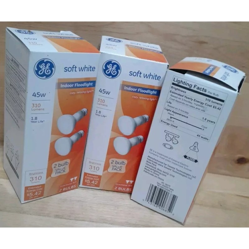 GE 3CT[2PK]: GE 45watt SOFT WHITE INDOOR FLOODLIGHT Cozy Relaxing
