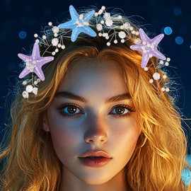 Catery Starfish Hair Vine Pearl Wedding Headband Bridal Headpiece Accessories for Women (Color, One Size)
