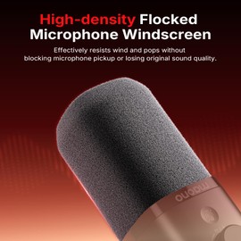 MAONO Microphone Windscreen for PD100W Microphone High-Density Flocked Foam Mic Cover, Soft Flocked Foam for Noise Reduction & Mic Protection, Reusable & Easy to Clean, Dark Grey