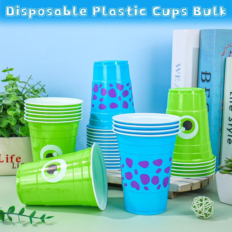 FYSUIMU 30 Pcs Cartoon Monster Party Plastic Cup 16 Oz