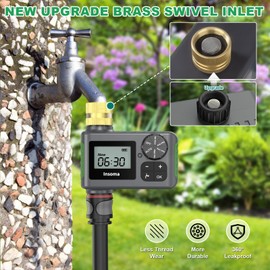 WiFi Hose Timer Brass Inlet & Outlet, Smart Sprinkler Timer with WiFi Hub, WiFi Water Timer for Garden Hose, APP & Voice Control, Smart Hose Faucet Timer for Lawns Yard Work with Alexa & Google Home