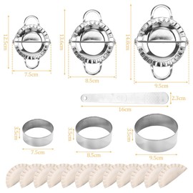 NAROSEBE Set of 7 Ravioli Shapers Stainless Steel Ravioli Dumpling Maker Shaper Ravioli Cutter Set Round Dumpling Maker Ravioli Maker Set with Wooden Handle for Dumpling Ravioli Making