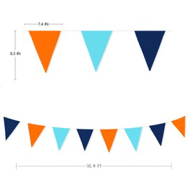 pinkblume Blue and Orange Triangle Banner Party Decoration Approximately 32.8 ft (10 m) Long Pennant Birthday Decoration Camping Flag Wedding Cloth Garland Party Decoration Birthday Decoration Flag Galaxy Space Children's Room Decoration Anniversary Party Decoration Outdoor Flag Festival Decoration Supplies Washable