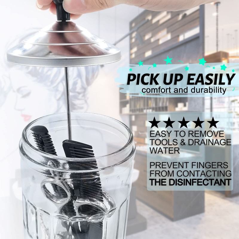 33 Oz Glass Disinfectant Jar with Removable Basket, Keedolla Barber