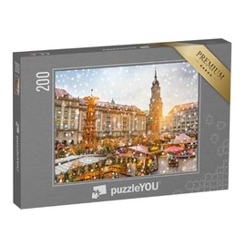 puzzleYOU: 200-piece jigsaw puzzle "Traditional: Striezelmarkt in Dresden" - from the Christmas puzzle collection