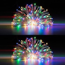 2 Pack Battery Powered Fairy Lights, LED String Lights with Timer, 6 Hours On/18 Hours Off, 30 LEDs, 10 Feet Silver Cord, Bedroom Home DIY Birthday Christmas Party Decoration (2, Multi Colored)