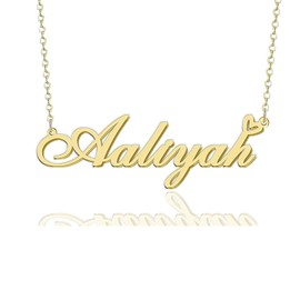 GR859C Aaliyah Name Necklace Gold Plated Stainless Steel Pendant Necklace for Women Customized Nameplte Jewelry Gift for Christmas
