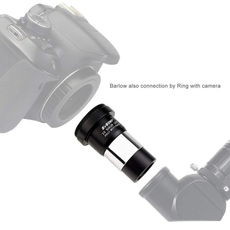 SVBONY Barlow Lens 2X, 1.25 inch Barlow Lens with Multi