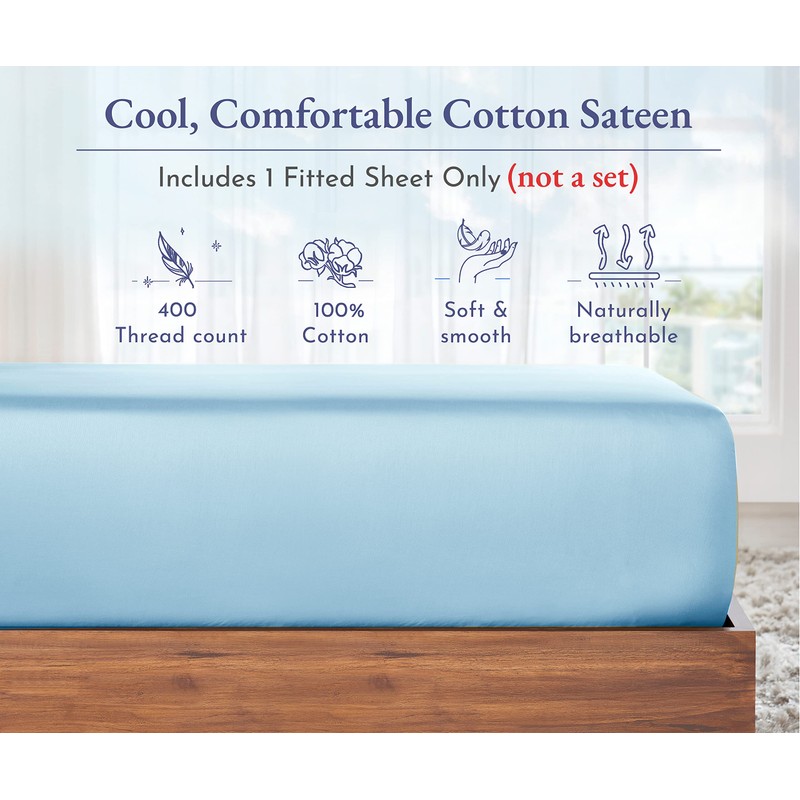 Super King Size Fitted Sheets, Soft 100% Cotton 400 TC