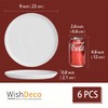 WishDeco White Dinner Plates Set of 6, Porcelain Salad Plates