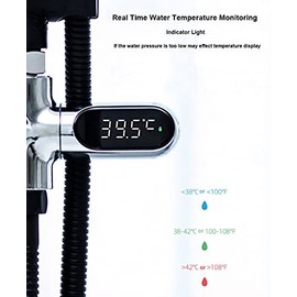 Termómetro de ducha con pantalla LED digital para bebé, termómetro de agua de baño Fahrenheit Celsius, pantalla giratoria de 360° para baño, cocina u hogar (plata)