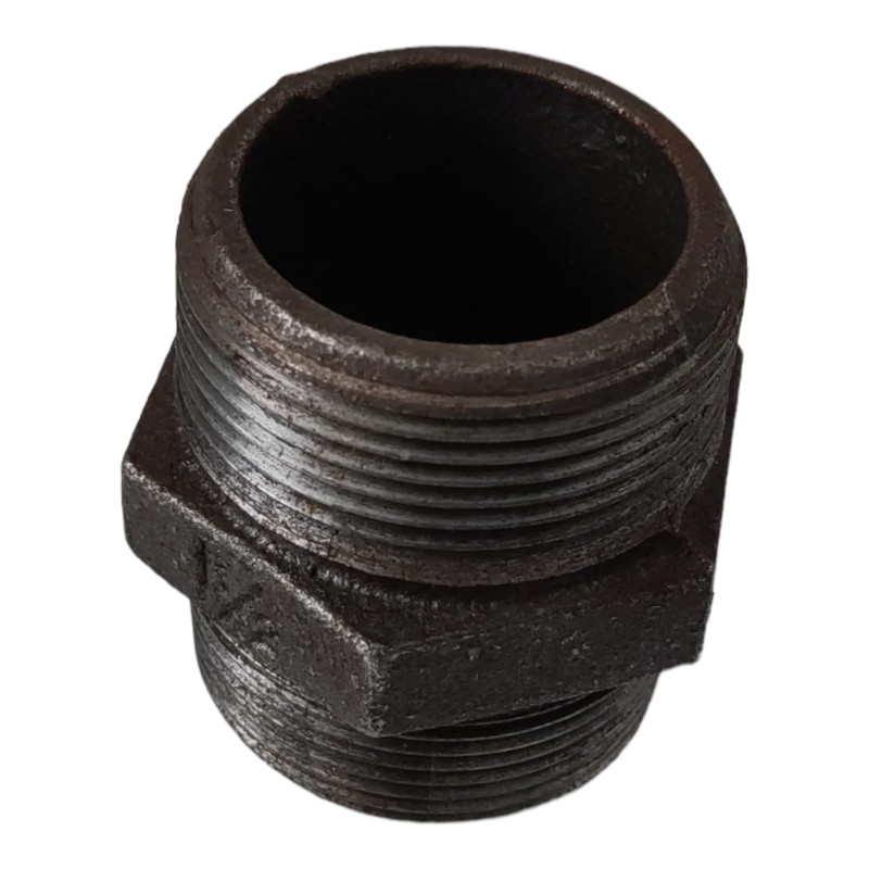 Black Malleable Iron Pipe Fitting, 1-1/2 inch BSP Hexagon Nipple