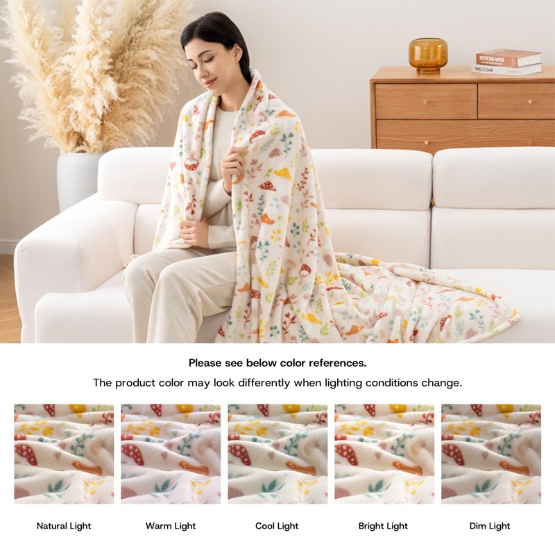 Sushing Luxury Printed Fleece Warm Blanket, Soft Lightweight Velvety Plush