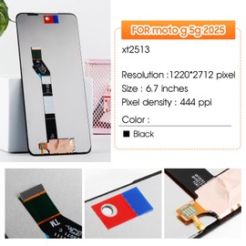 Screen For Motorola Moto G 5G 2025 Screen Replacement For Moto G 5G 2025 LCD Screen XT2513V,XT2513-1,XT2513-2 Touch Display Digitizer Assembly Repair Parts(Black No Frame)