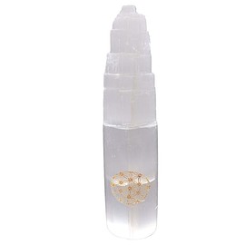 CRIGEMA - Selenite Mineral Stone for Healing Healing Meditation (MONOLITE WITH FLOWER OF LIFE 20 CM)