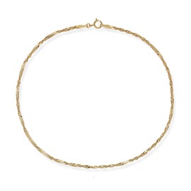 JewelryWeb - 10k Yellow Gold 10" 1.5mm Diamond-Cut Singapore Chain Anklet - Hypoallergenic - Real Gold Ankle Bracelet for Women